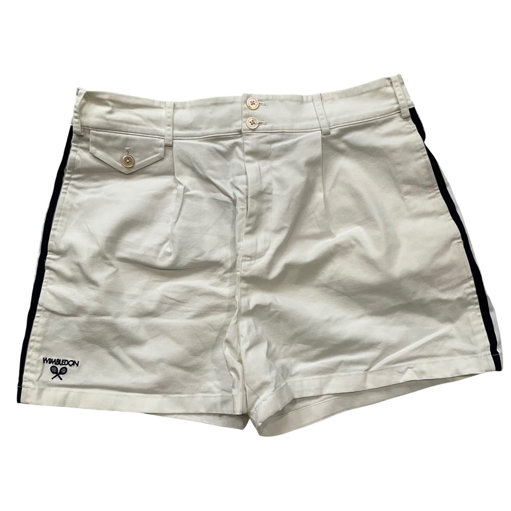 Polo Ralph Lauren Wimbledon WHT Tennis Shorts Navy Stripe High Rise Pleated NWT